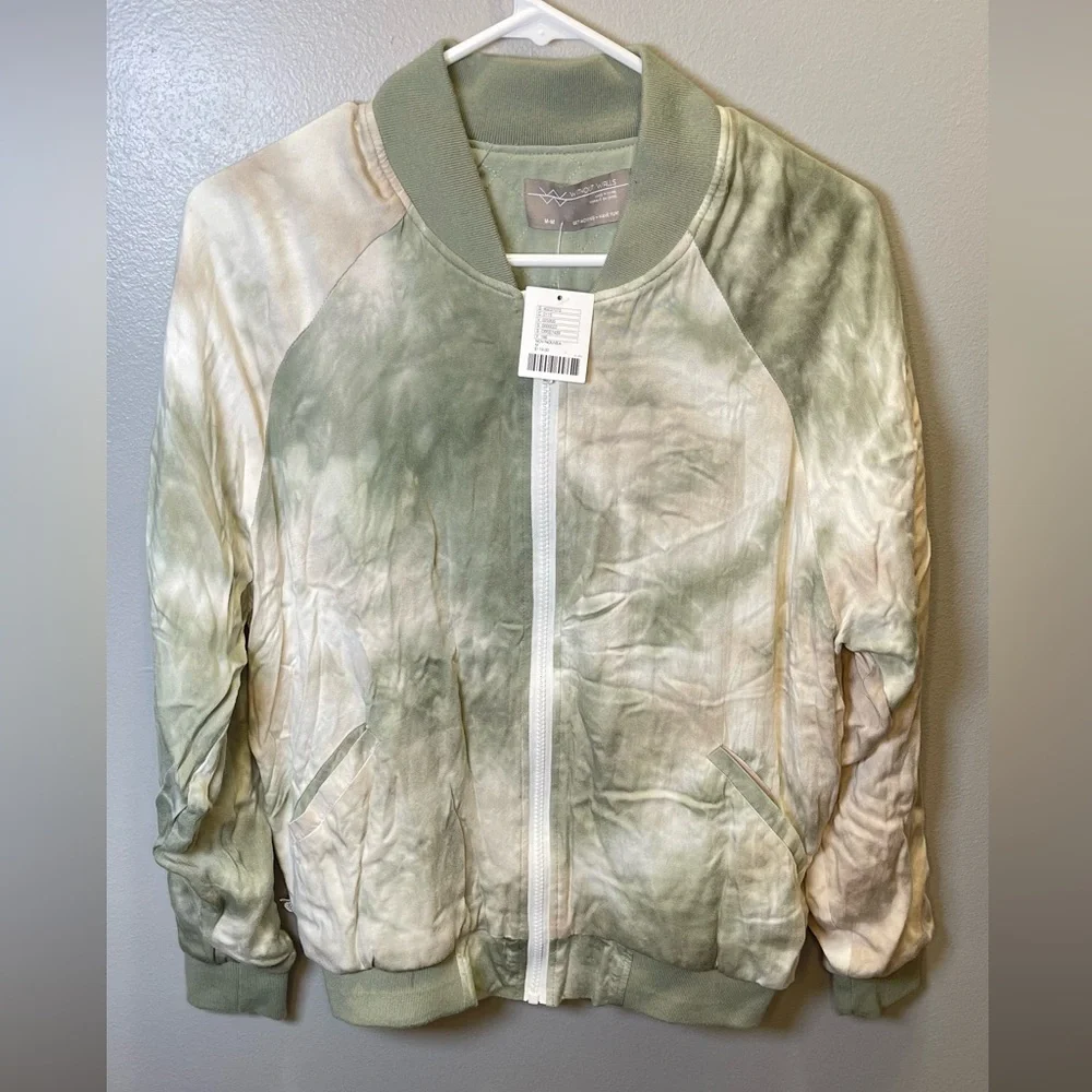 Without Walls‎ Women's NEW Reversible Tie-Dye Bomber Jacket Green Size Med